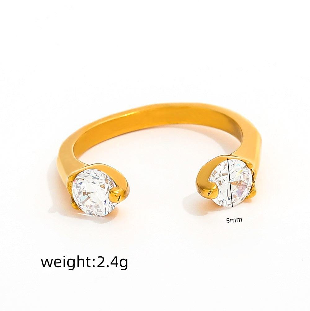 18K Gold PVD Zirconia Stainless Steel Ring for Women
