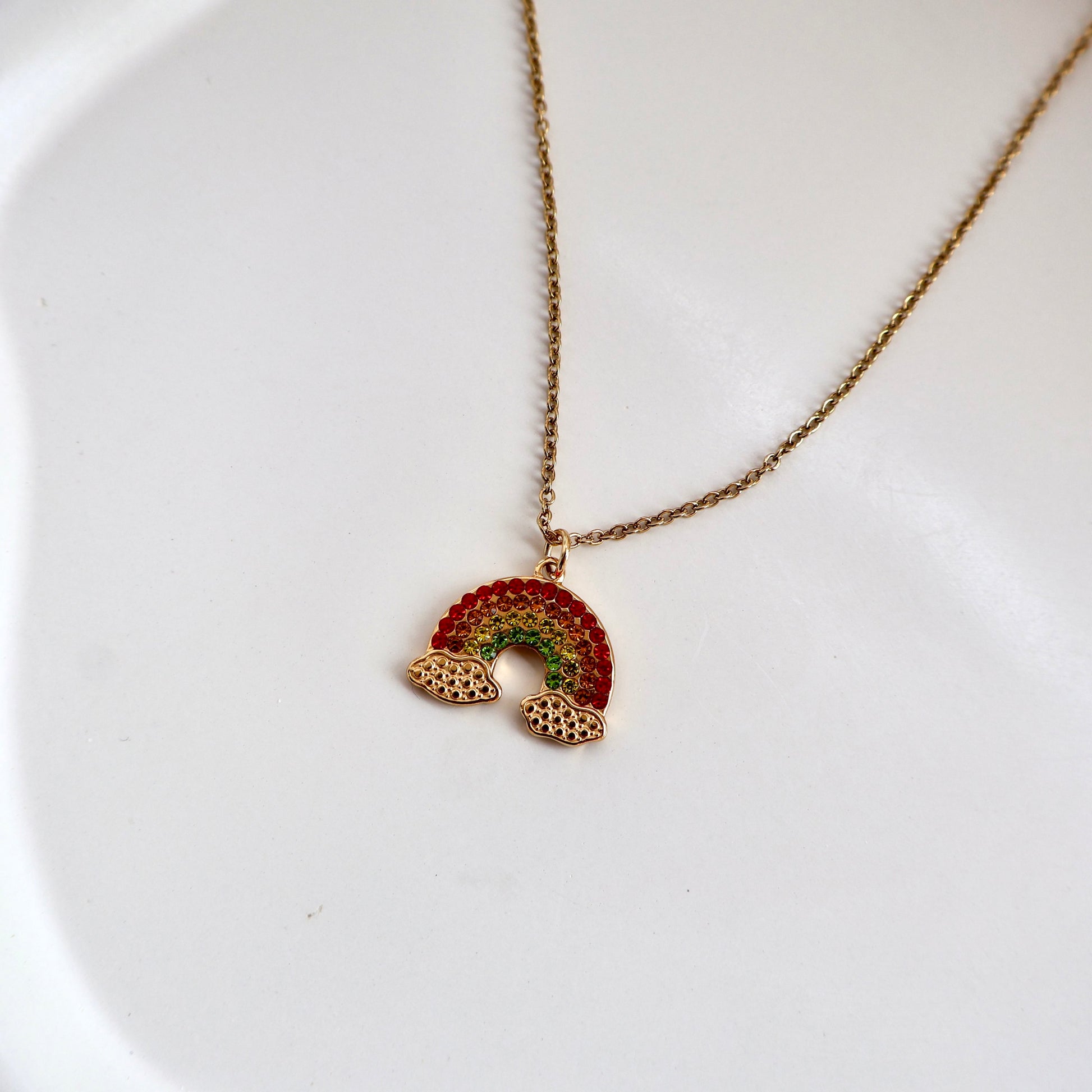 18K Gold Plated Celestial Rainbow Necklace – Demi-Fine