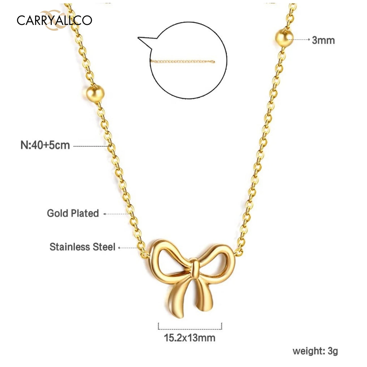 18K Gold Plated Charming Bowknot Necklace – Demi-Fine