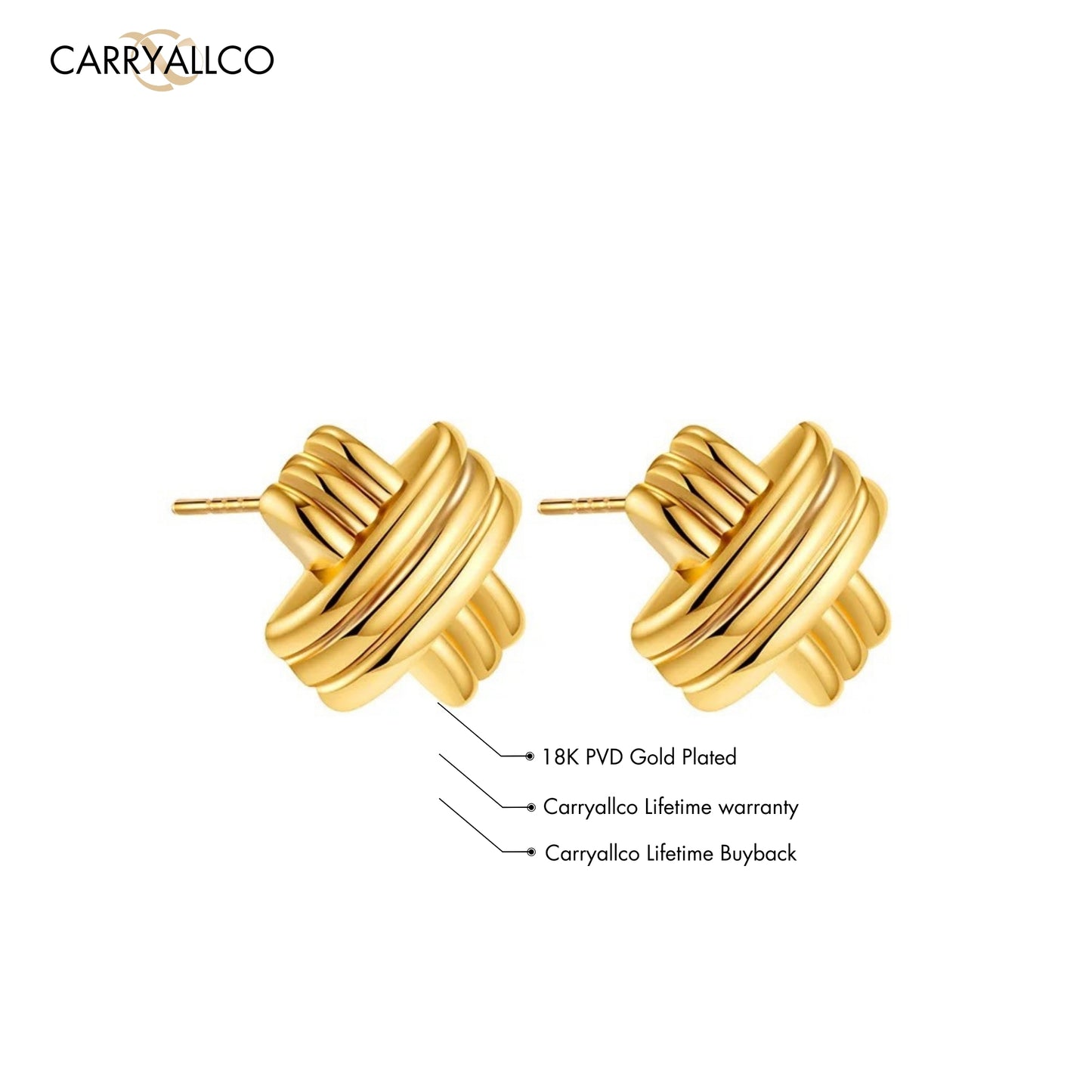 18K Gold Plated Cross X Earrings