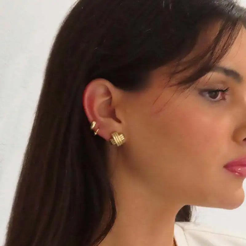 18K Gold Plated Cross X Earrings