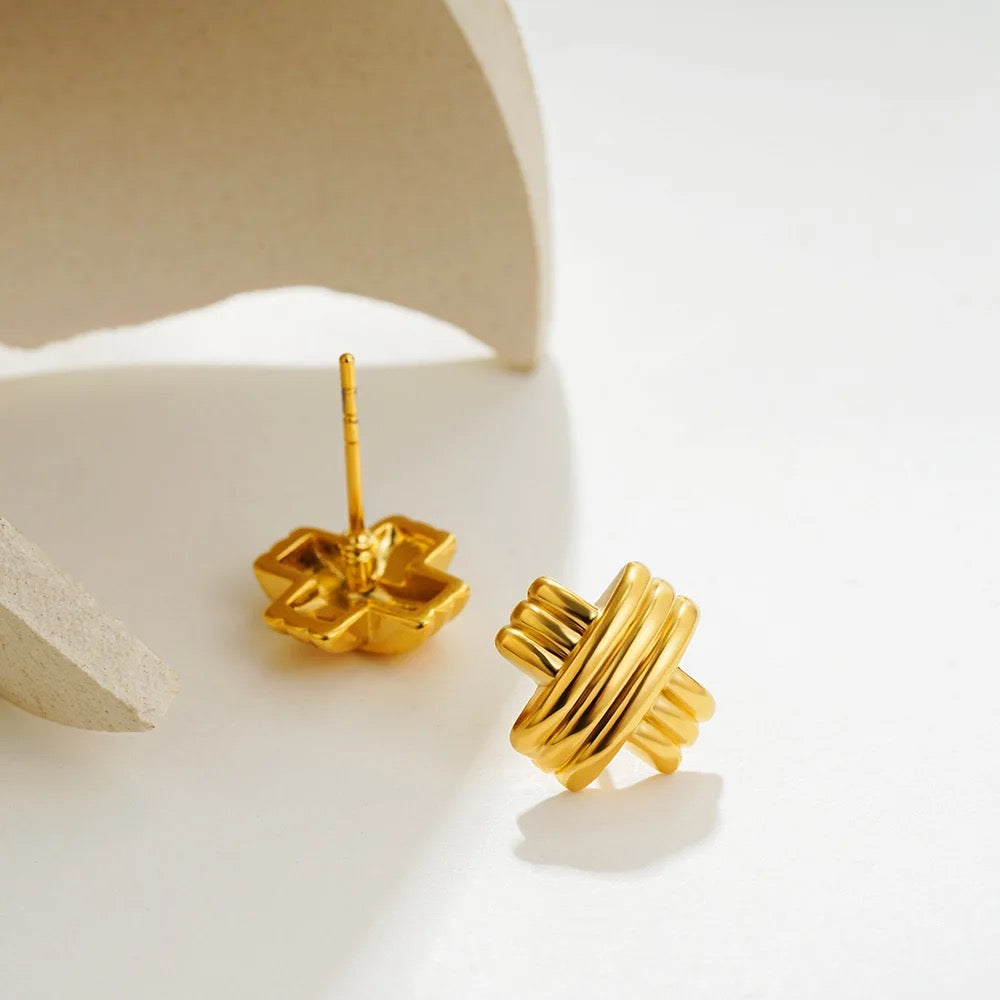 18K Gold Plated Cross X Earrings