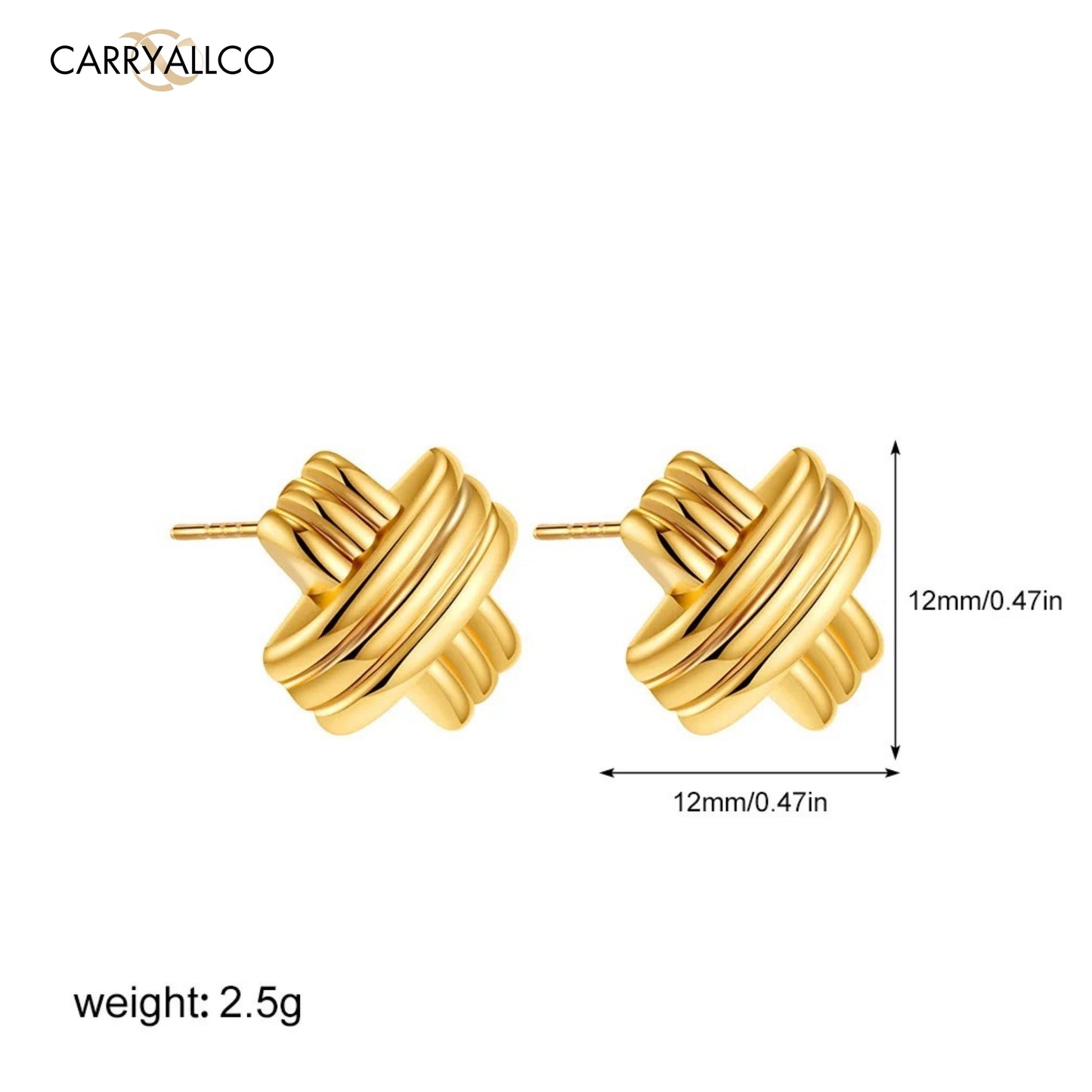 18K Gold Plated Cross X Earrings