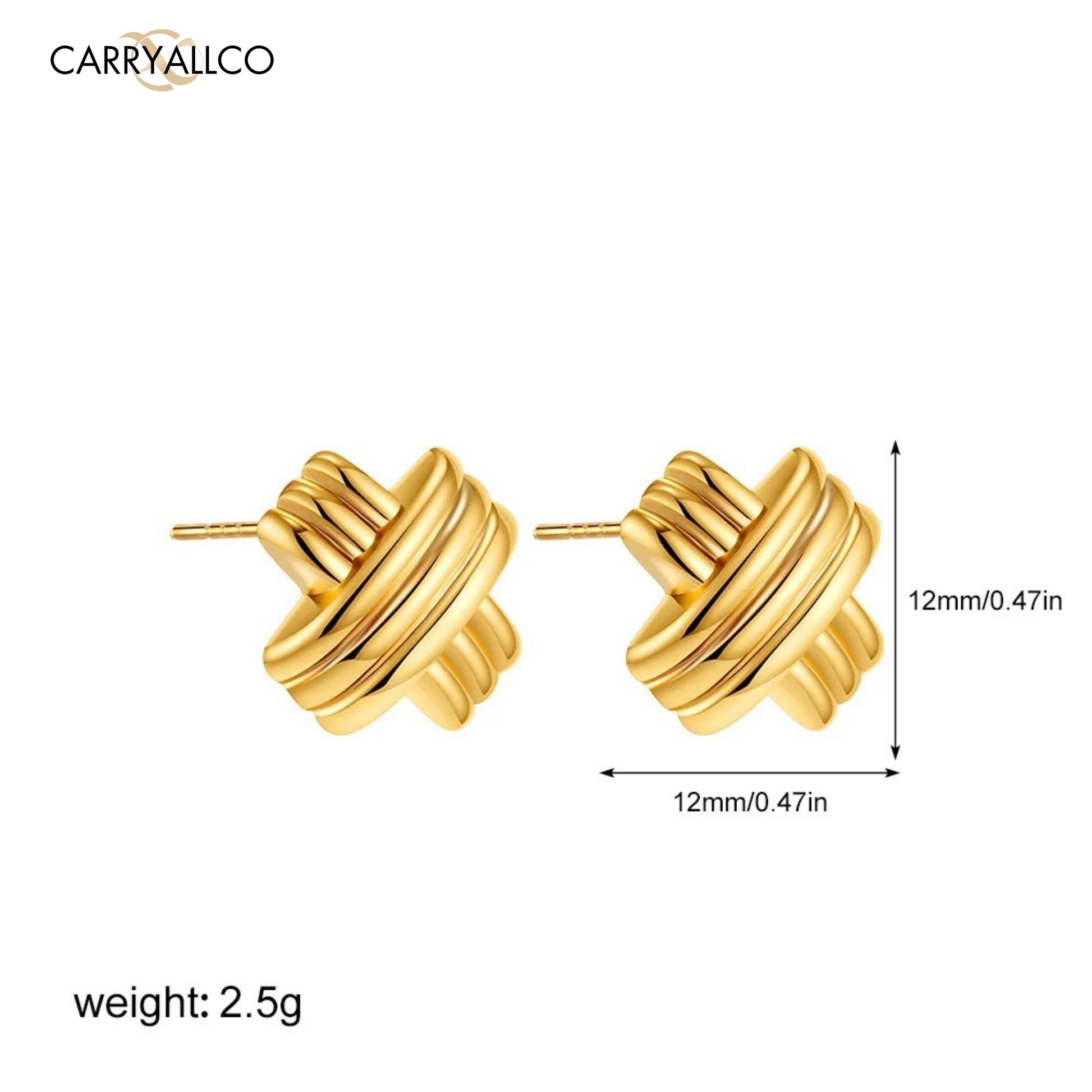 18K Gold Plated Cross X Earrings