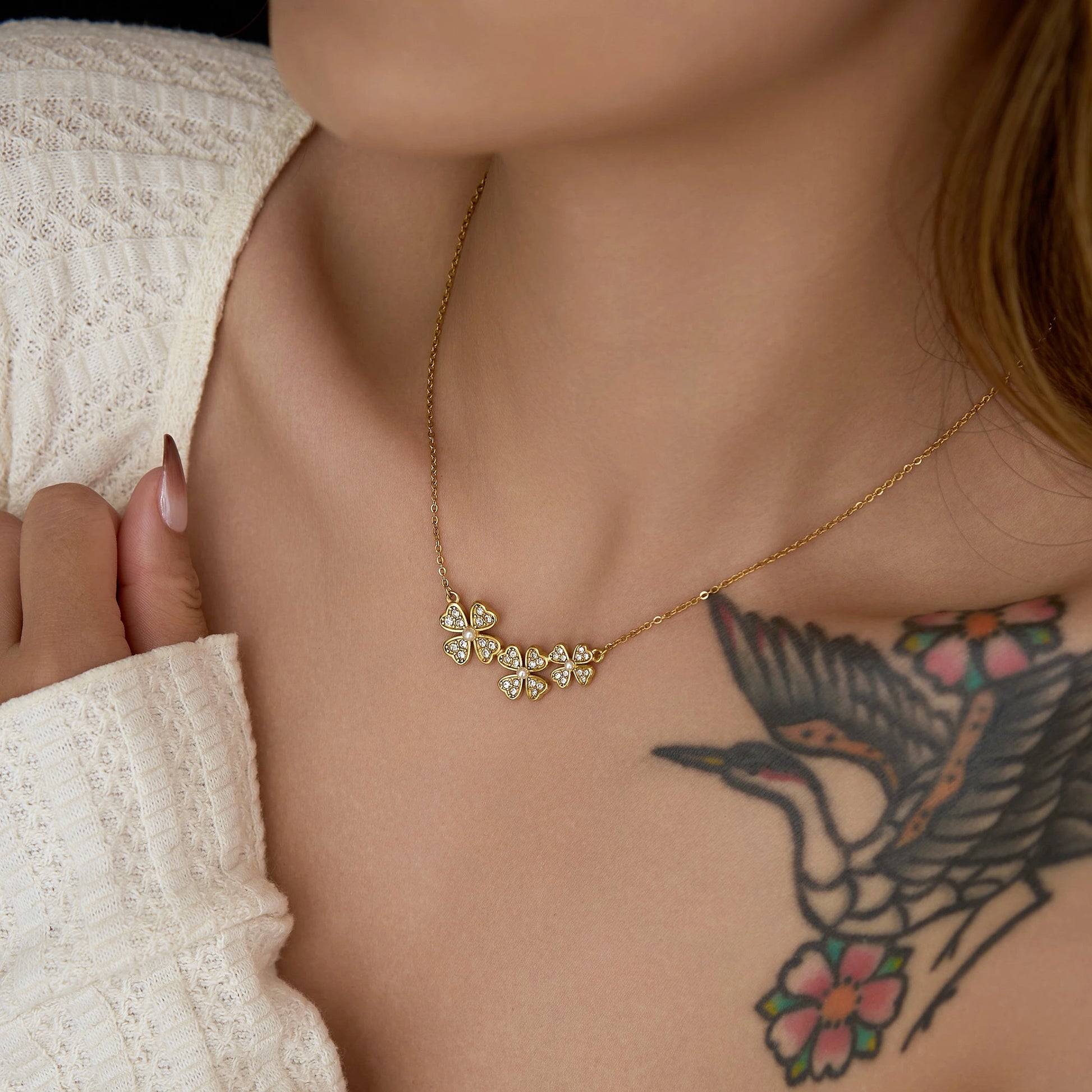 Daisy Flower Pendant Necklace – Lifestyle View | 18K Gold Plated | Carryallco India