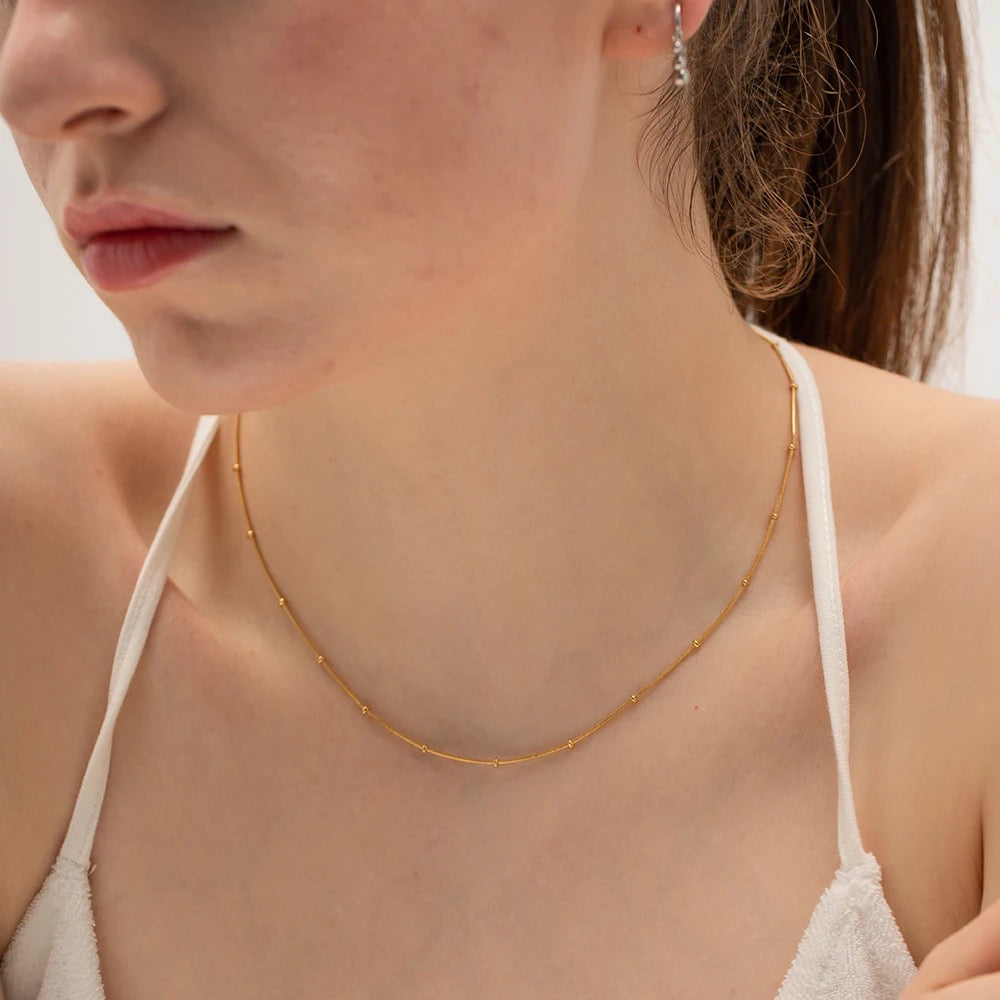 18K Gold Plated Delicate Sphere Accent Rope Chain – Demi-Fine