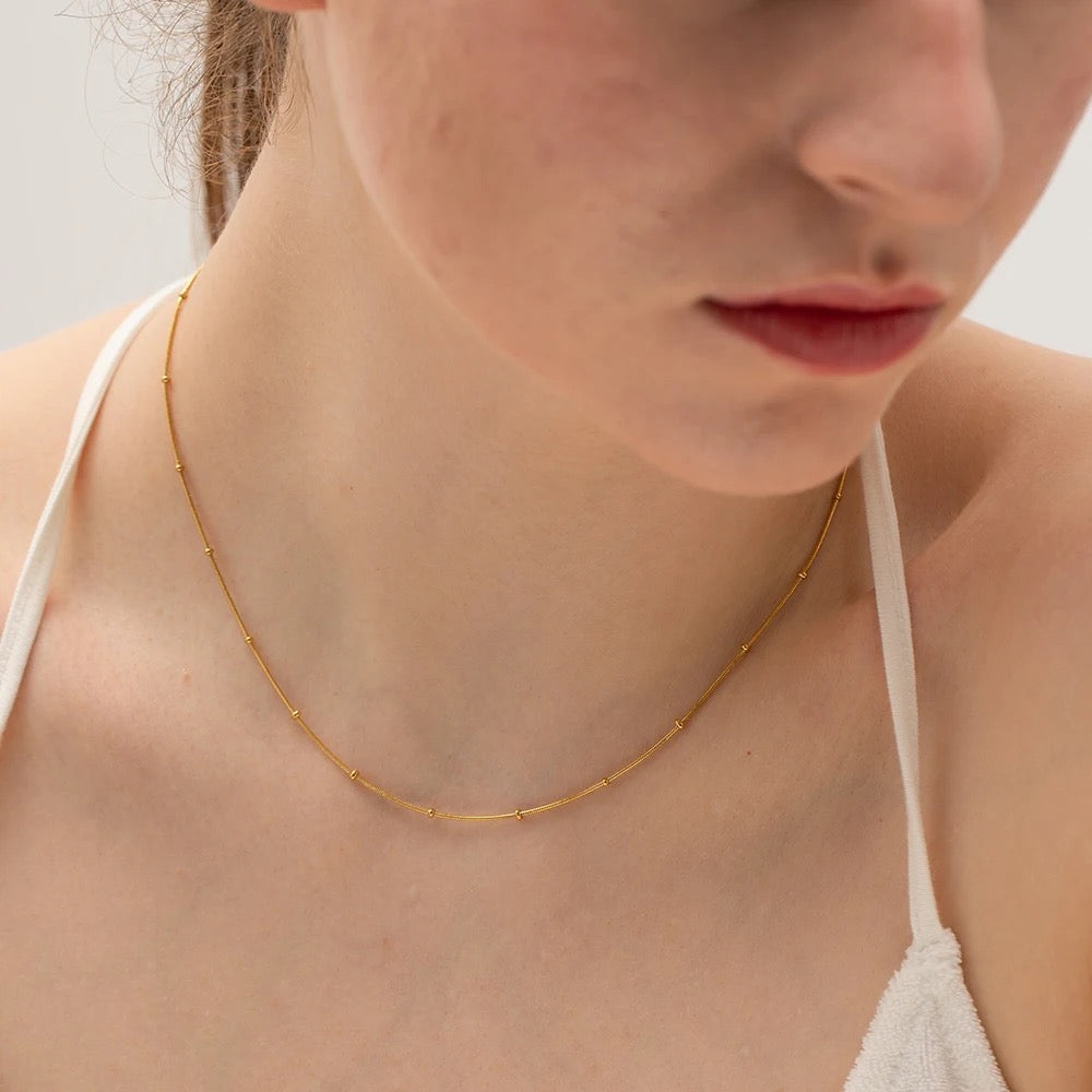 18K Gold Plated Delicate Sphere Accent Rope Chain – Demi-Fine