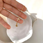 18K Gold Plated Flower Clover Zirconia Pendant Necklace Carryallco