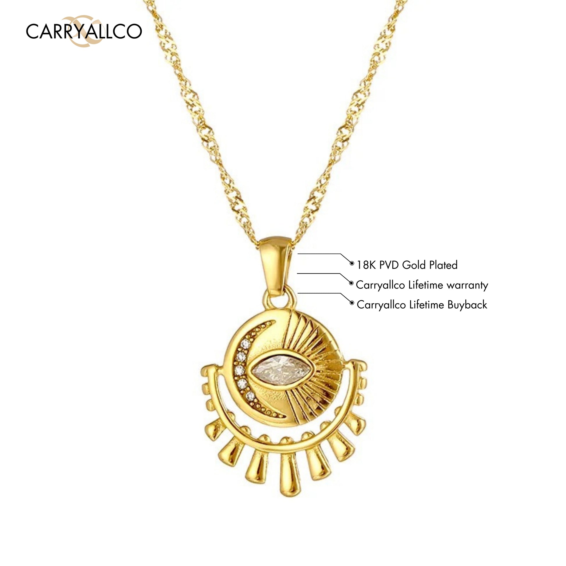 18K Gold Plated Guardian Eye Pendant Necklace – Demi-Fine