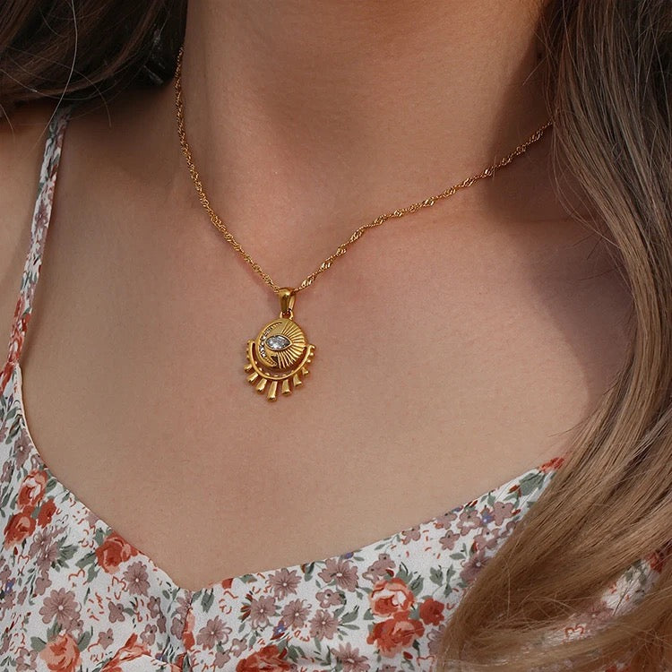 18K Gold Plated Guardian Eye Pendant Necklace – Demi-Fine