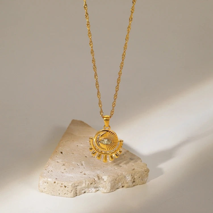 18K Gold Plated Guardian Eye Pendant Necklace – Demi-Fine
