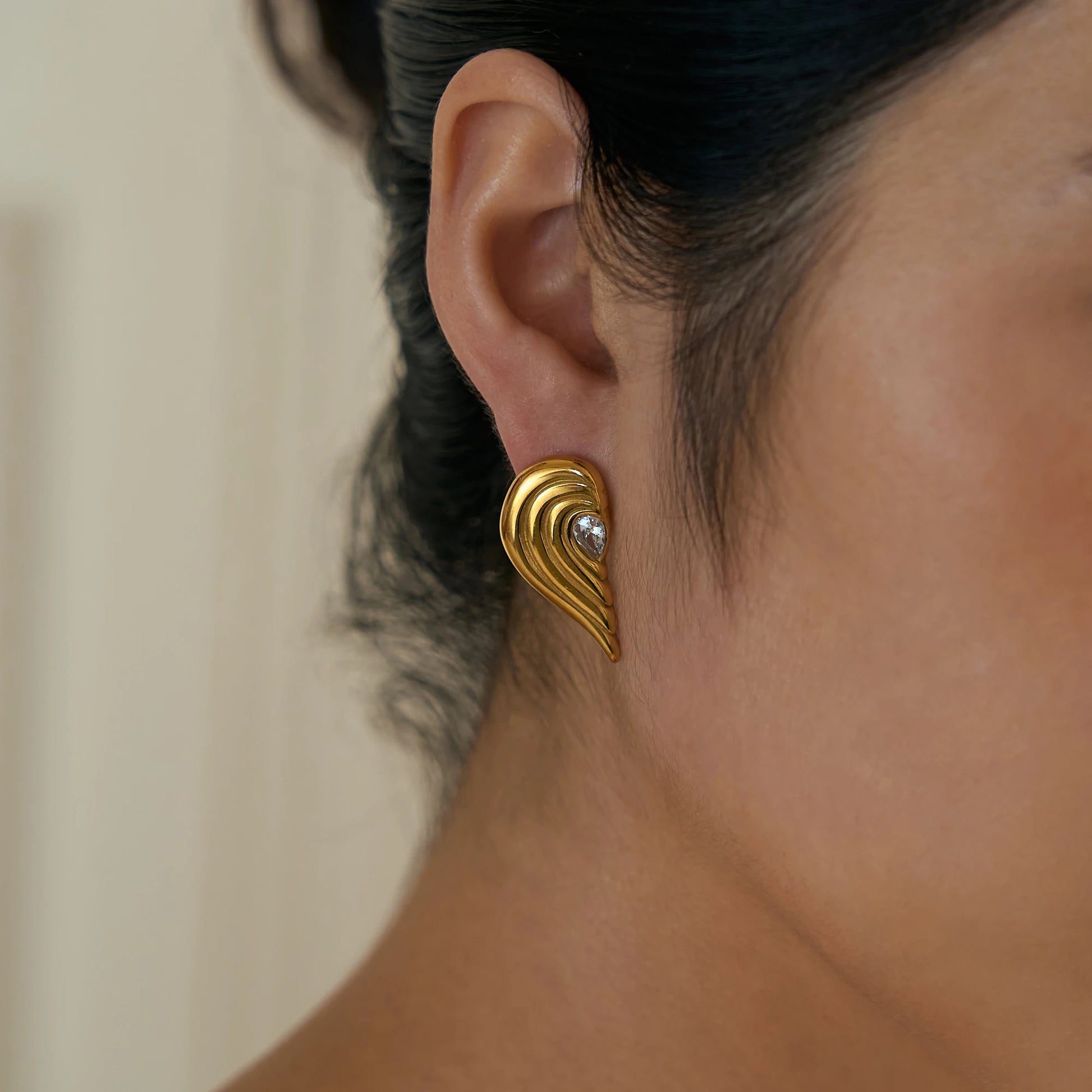 18K Gold Plated Half Heart Earrings