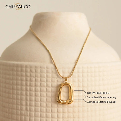 18K Gold Plated Hollow Square Pendant Necklace Carryallco