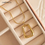 18K Gold Plated Hollow Square Pendant Necklace Carryallco