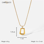 18K Gold Plated Hollow Square Pendant Necklace Carryallco