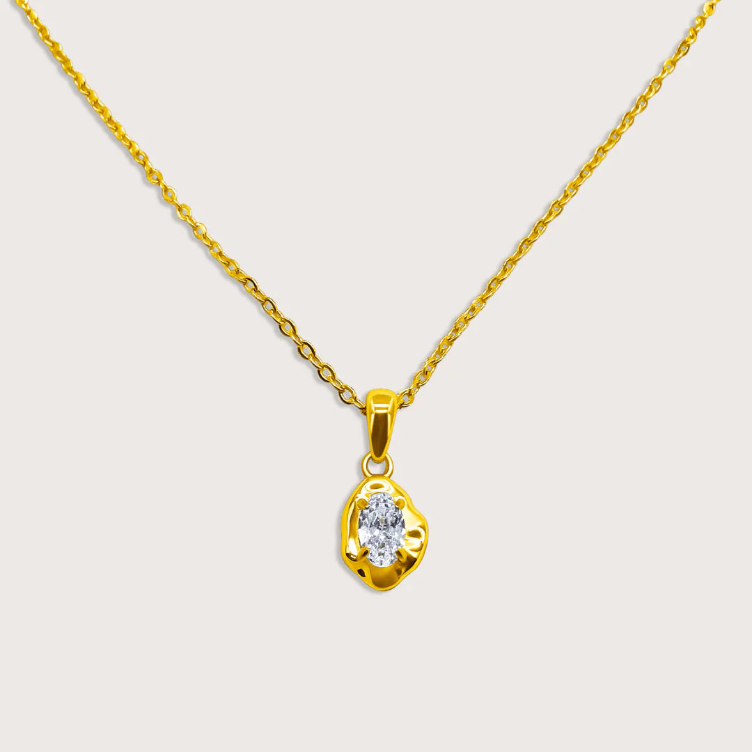 Irregular Zirconia Bead Pendant Necklace