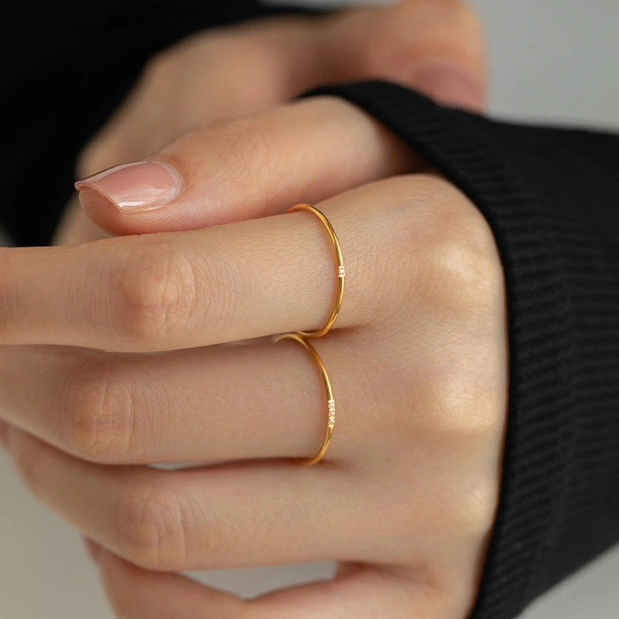 18K Gold Plated Minimalist Zircon Ring
