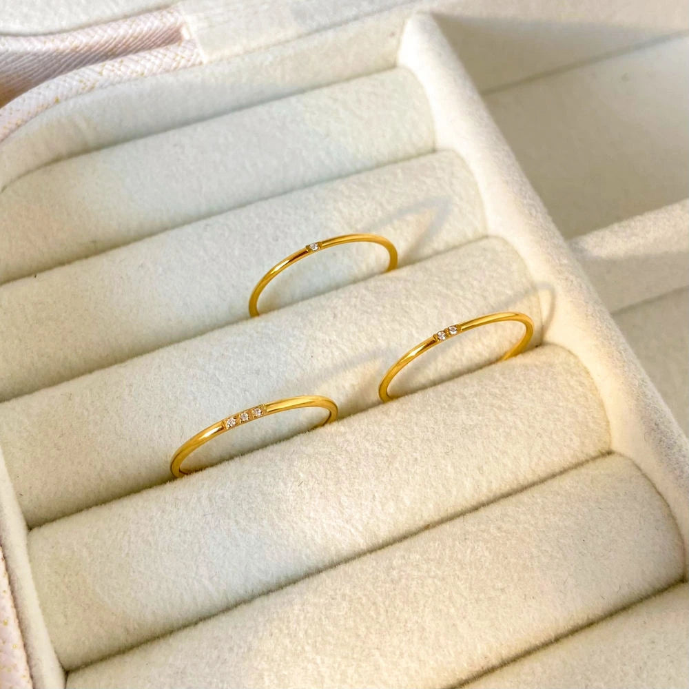 18K Gold Plated Minimalist Zircon Ring
