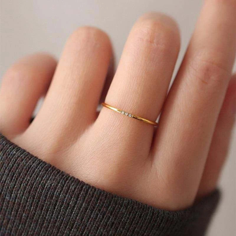 18K Gold Plated Minimalist Zircon Ring