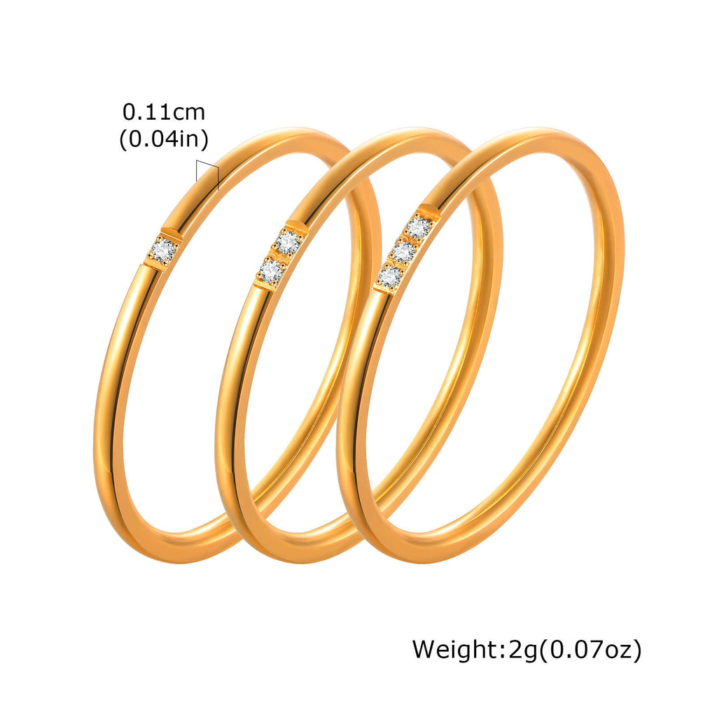 18K Gold Plated Minimalist Zircon Ring