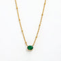 Oval Green Stone Beaded Pendant Necklace – 18K Gold Plated | CARRYALLCO