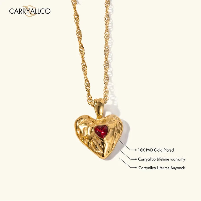 18K Gold Plated Ruby Heart Pendant Chain – Demi-Fine