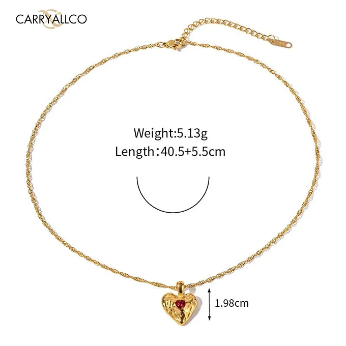18K Gold Plated Ruby Heart Pendant Chain – Demi-Fine