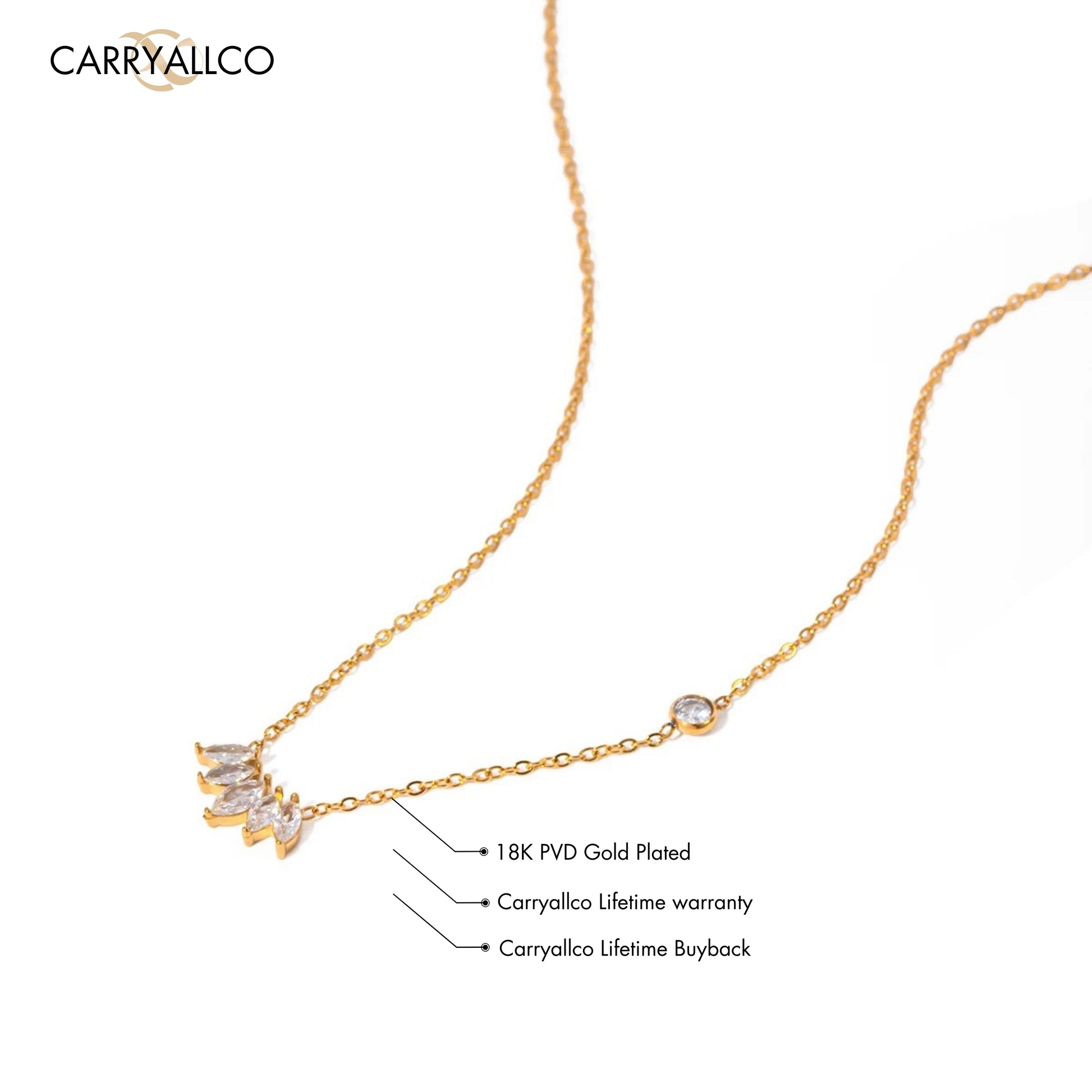 18K Gold Plated Sleek Moissanite Pendant Chain – Demi-Fine