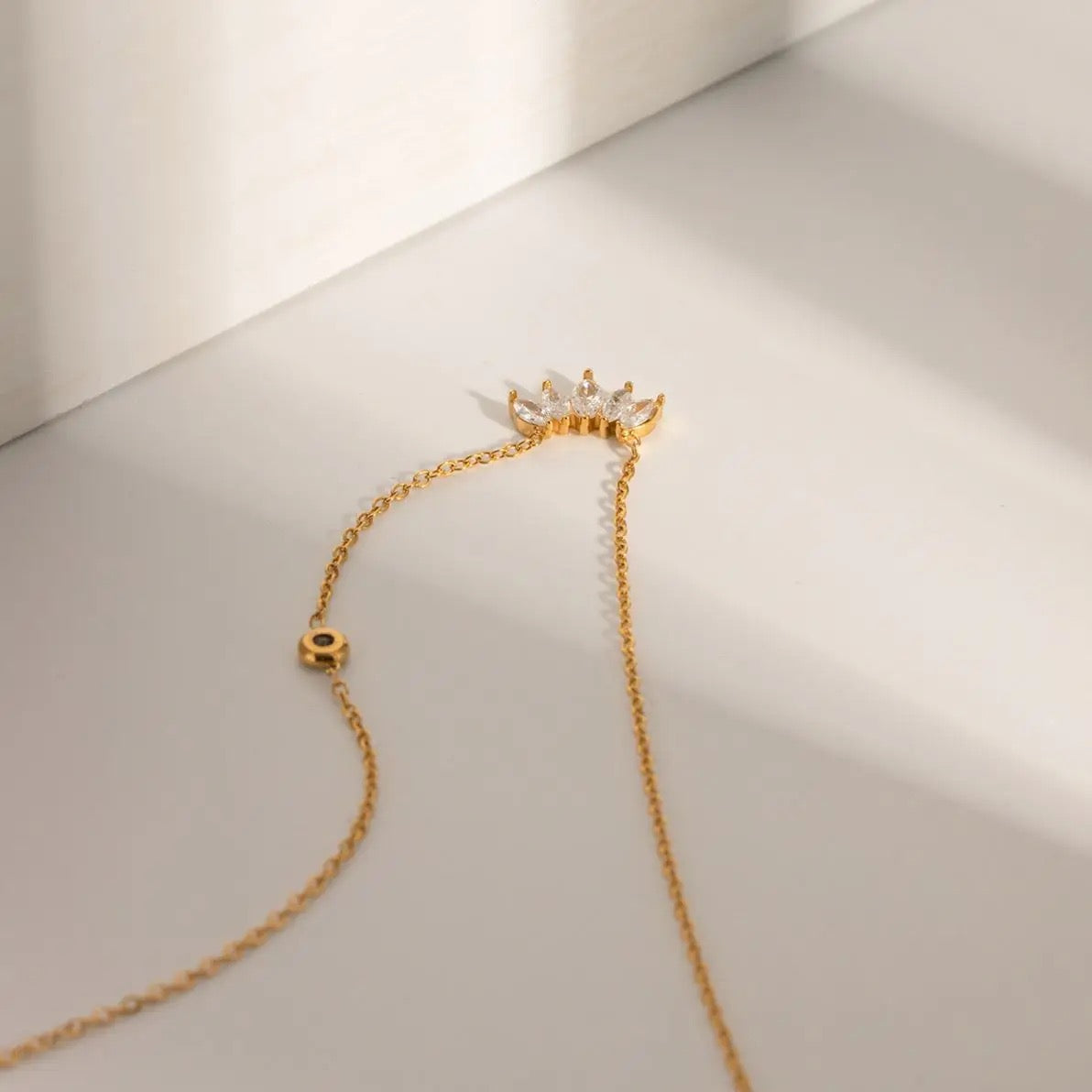 18K Gold Plated Sleek Moissanite Pendant Chain – Demi-Fine