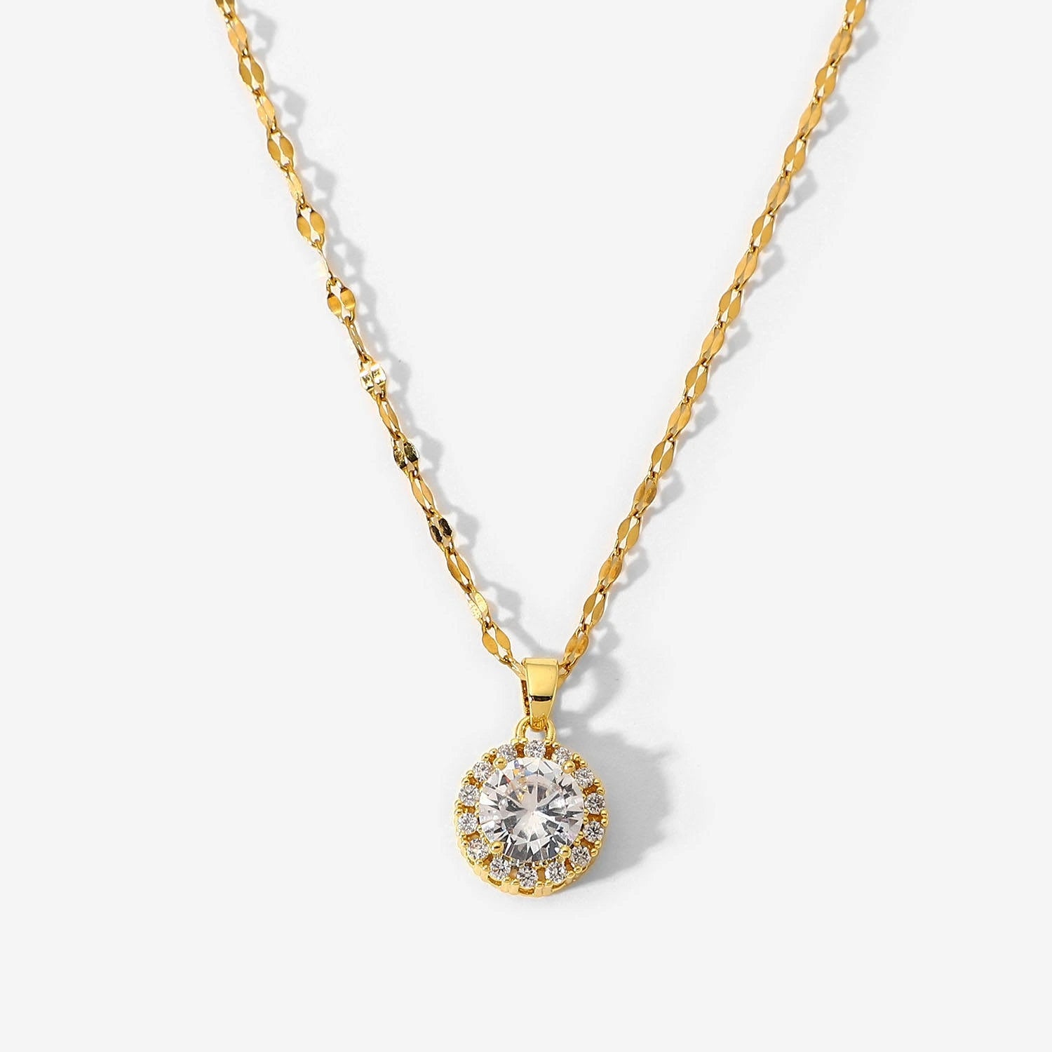 White Solitaire Pendant Necklace – 18K Gold Plated Jewellery | Carryallco India