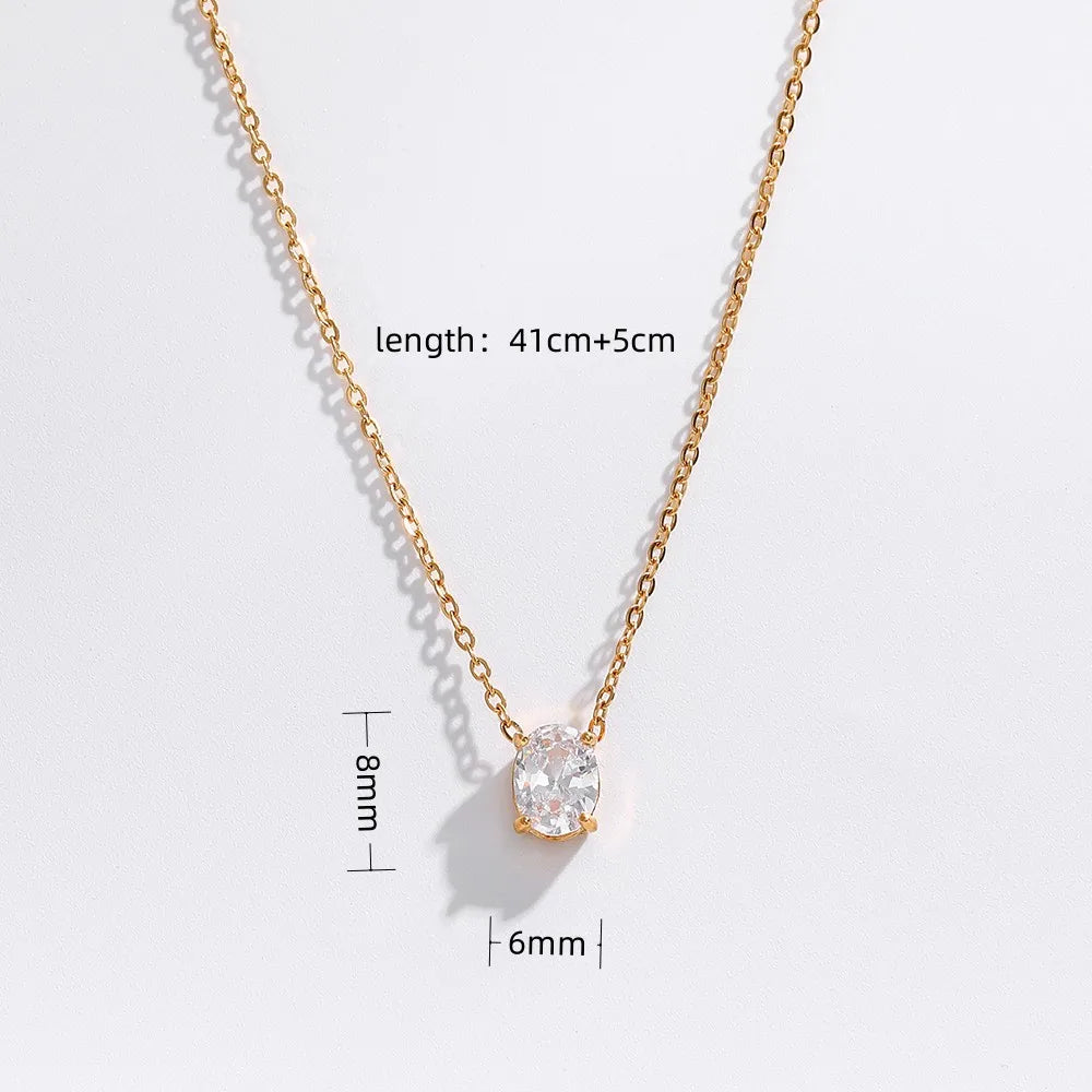 18K Gold Plated Waterdrop & Oval Stone Necklace