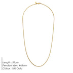 Gold necklace with pendant on a white background