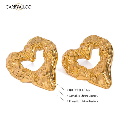 Carryallco Chunky Lava Heart Hoop Earrings