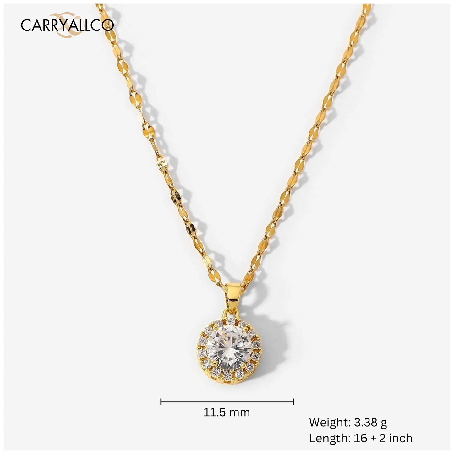 18K Gold Plated Timeless White Solitaire Pendant – Demi-Fine