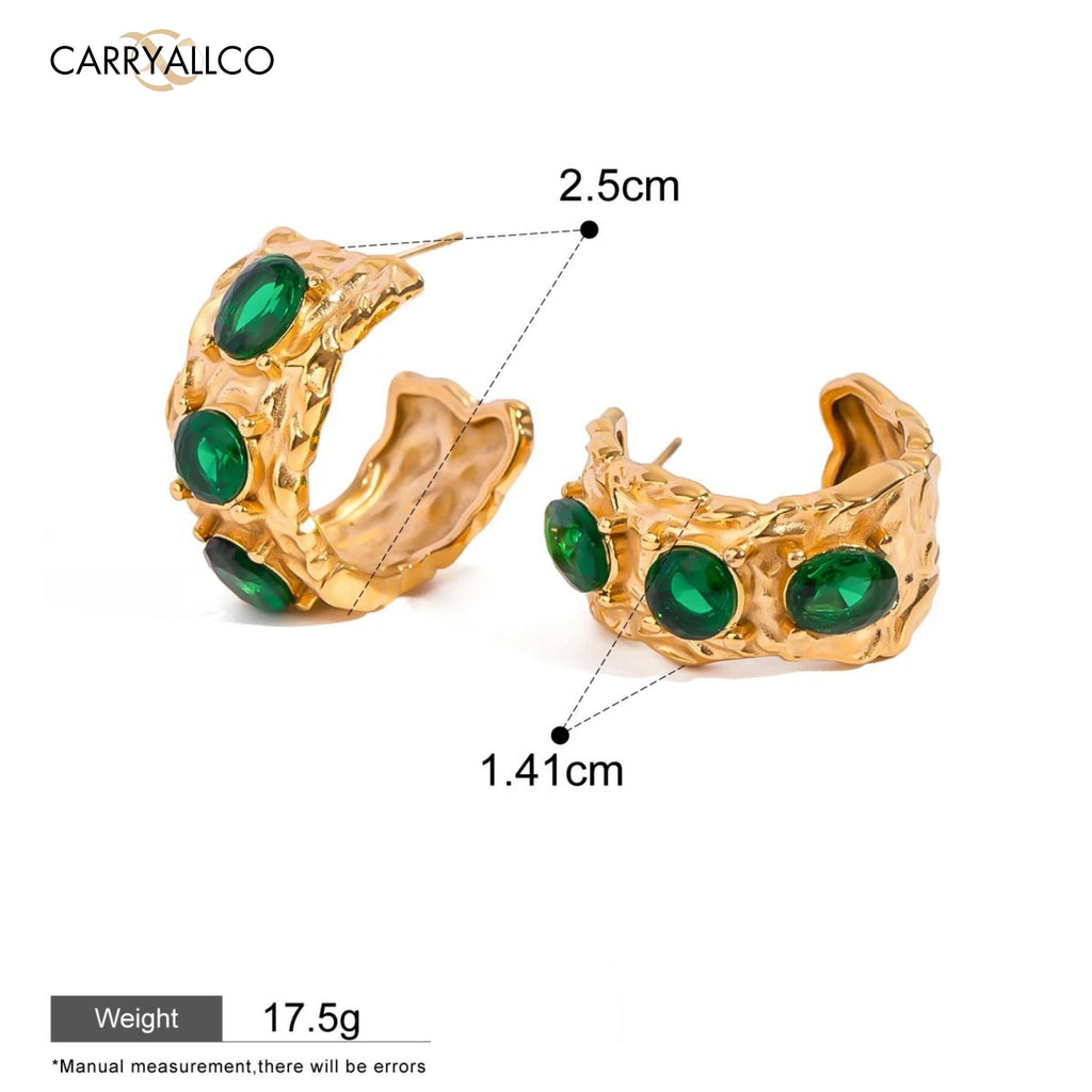 Carryallco Sculpted Zircon Glass Drop Earrings Carryallco