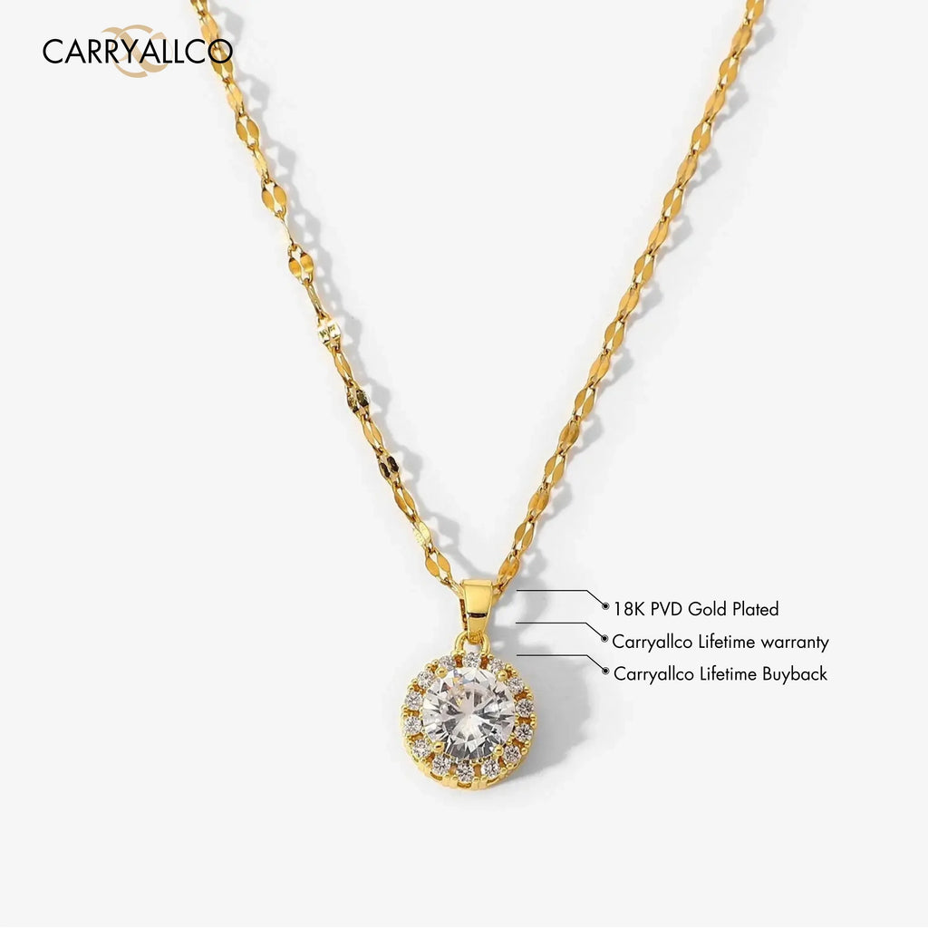18K Gold Plated Timeless White Solitaire Pendant – Demi-Fine Carryallco