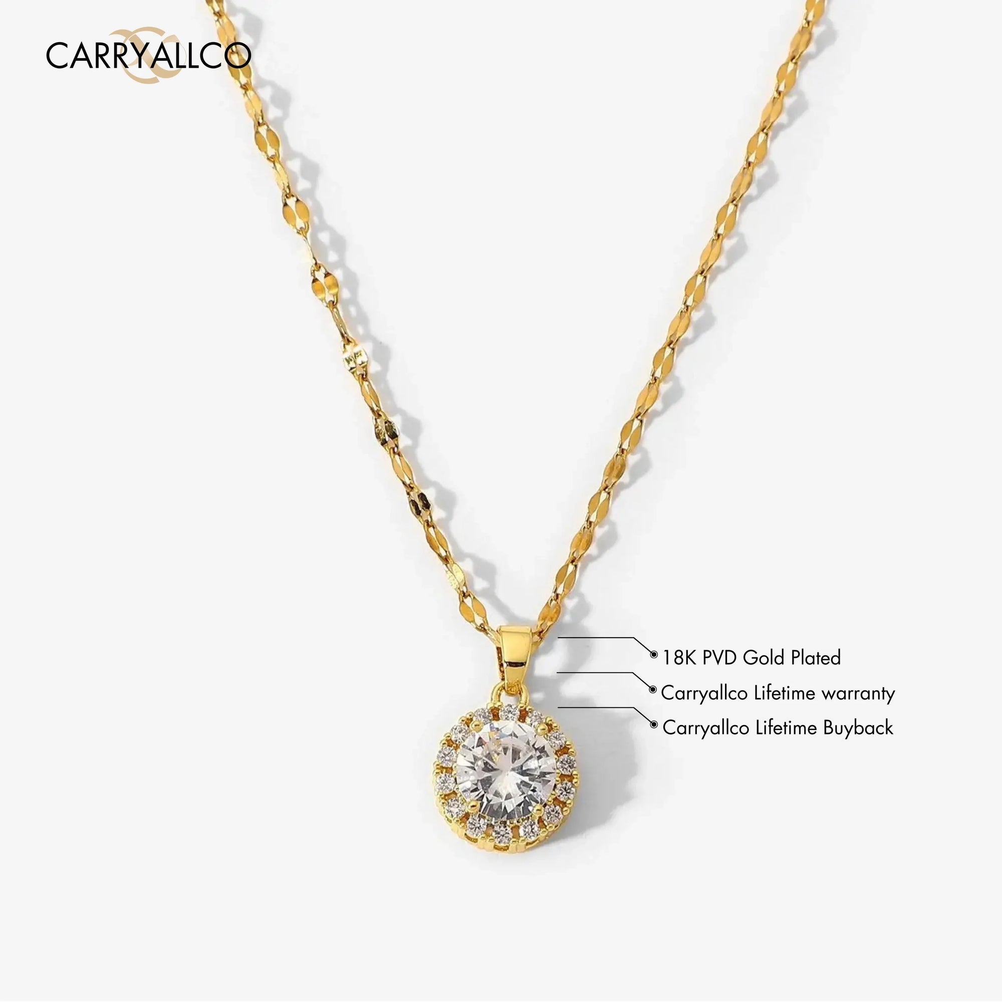 18K Gold Plated Timeless White Solitaire Pendant – Demi-Fine Carryallco