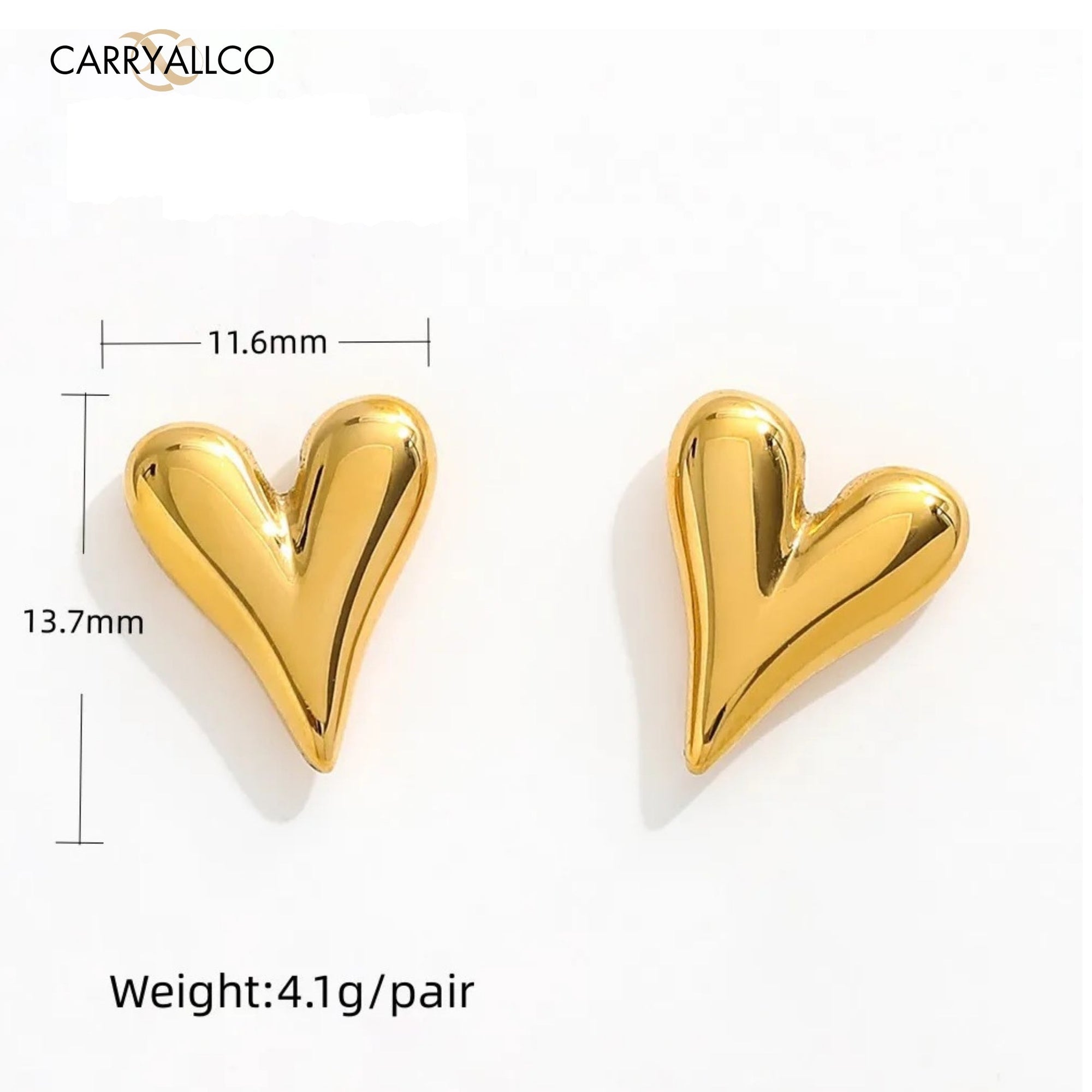 Carryallco Opulent Heart Gold Studs Carryallco