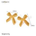 Carryallco Golden Bow Knot Studs Carryallco