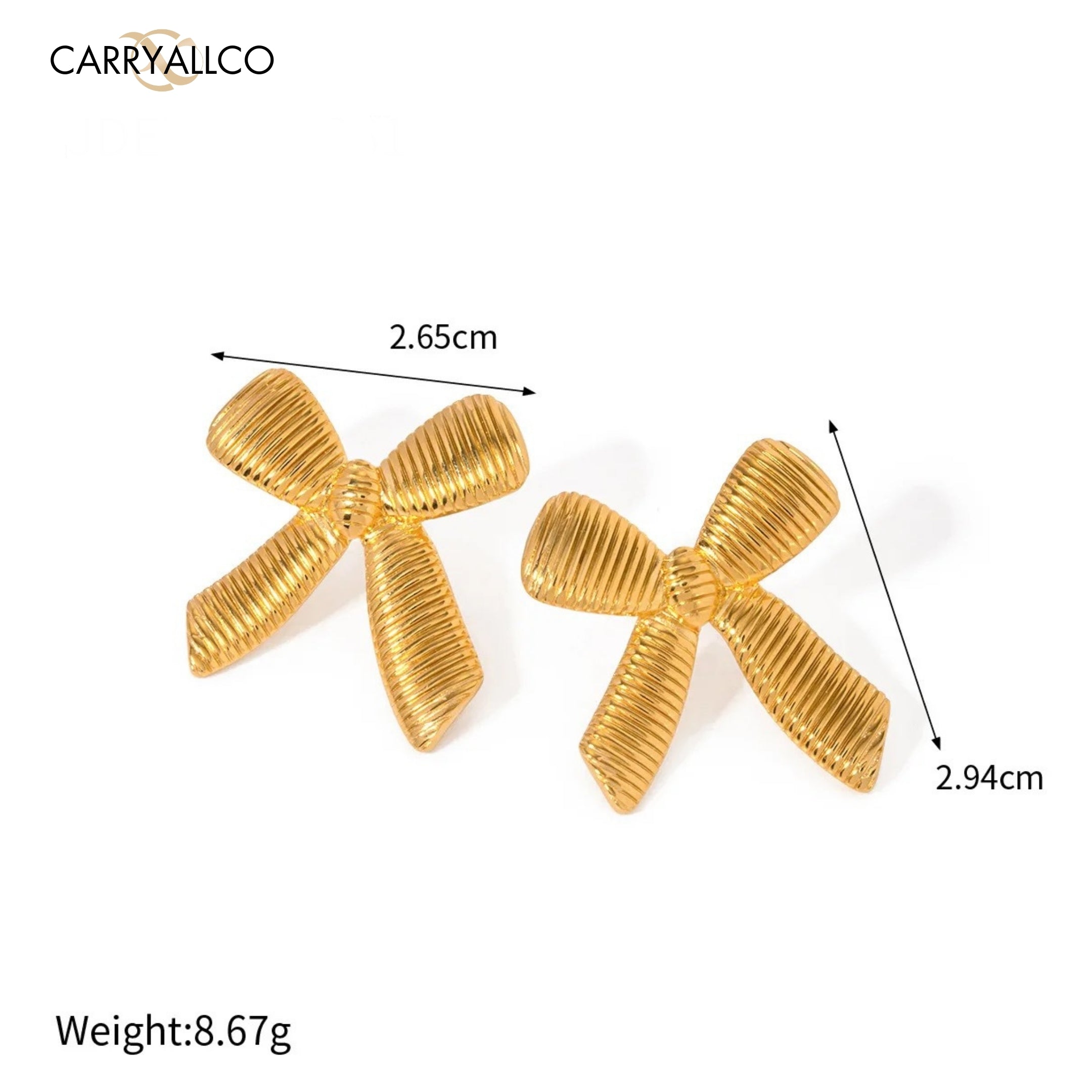 Carryallco Golden Bow Knot Studs Carryallco