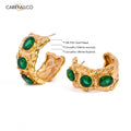 Carryallco Sculpted Zircon Glass Drop Earrings Carryallco