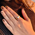 Demi-Fine 18K Gold Plated Croissant Brilliant Cut White Stone Ring