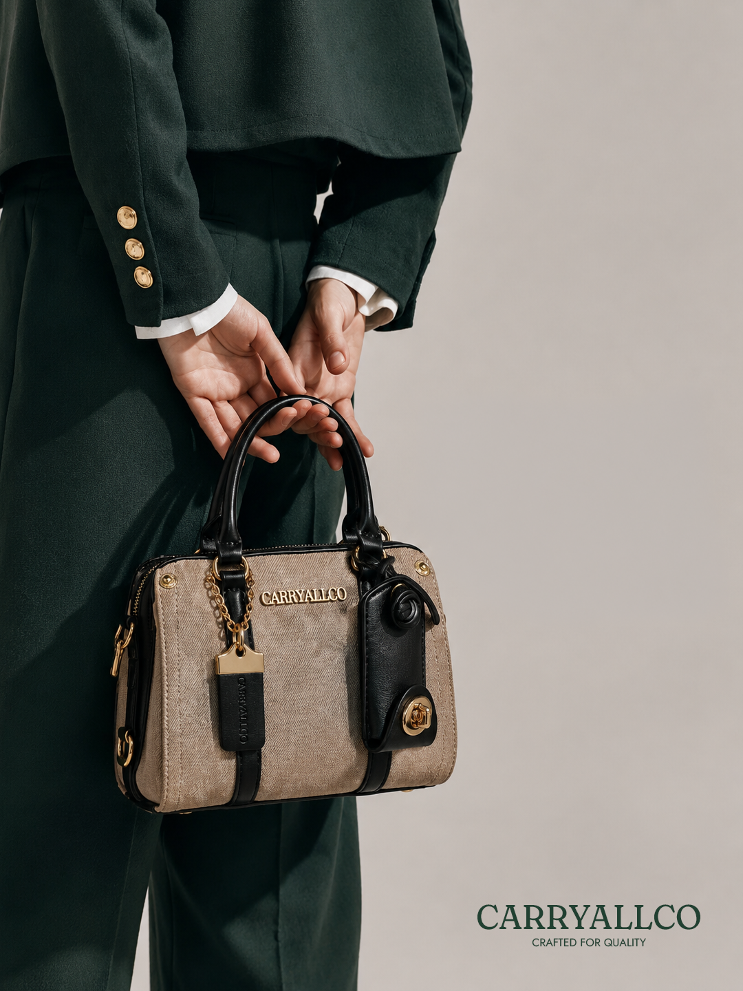 Carryallco Celeste – Camel Brown Handmade Vintage Vegan Boston Bag