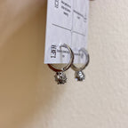 925 Sterling Silver Round Solitaire Hoop Earrings | Brilliant Cut Stone