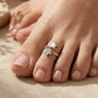 Dual Star CZ Toe Ring (Pair) – Worn View | Sterling Silver Filled | Carryallco India