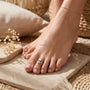 Dual Star CZ Toe Ring (Pair) – Lifestyle View | Sterling Silver Filled | Carryallco India