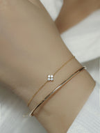 925 Silver Four Leaf Clover Zircon Chain Bracelet