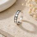 925 Silver Oxidised Circle Dot Adjustable Toe Ring (Pair)