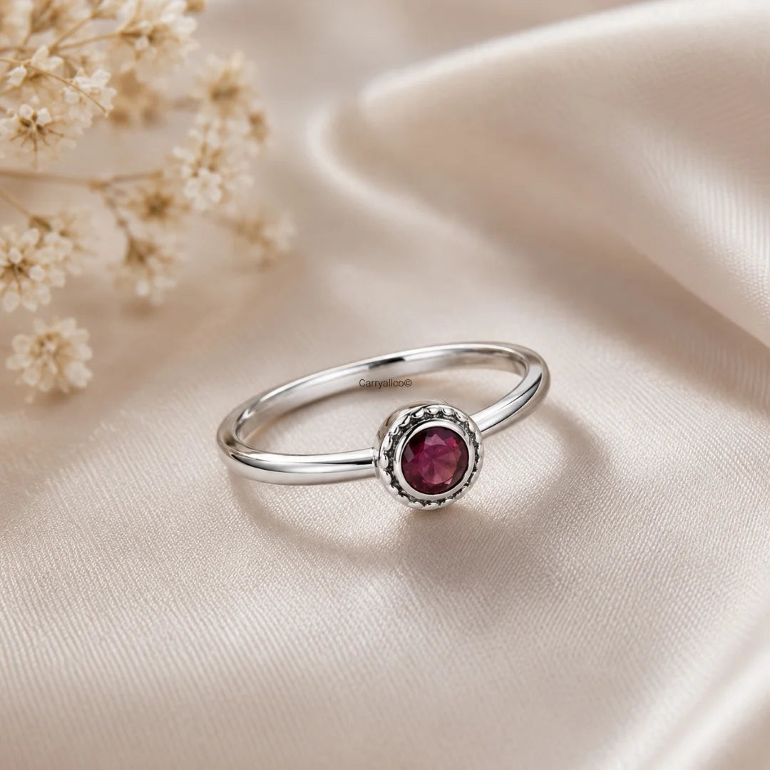 Ruby Red Bezel Solitaire Toe Ring
