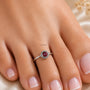 Ruby Red Bezel Solitaire Toe Ring (Pair) – Hand View | Sterling Silver Filled | Carryallco India